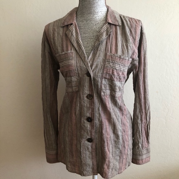 Free People Long Sleeve Multi Stripe Shirt - Picture 2 of 8